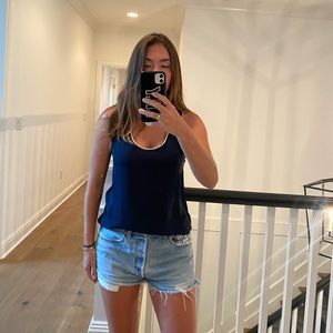 Theory navy tank w white lining